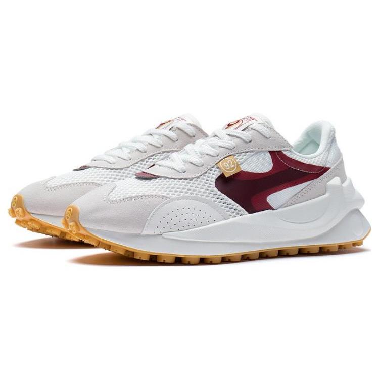New LiNing Square Radius Cushioning Anti Slip And Wear Resistant Low Top Sports Casual Shoes Men's White Red AGCS107-5