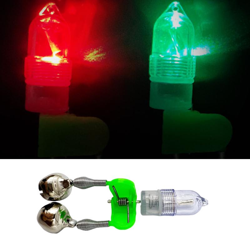 

1Pc Fishing Bell Light Bell Fish Bell Alarm Pisces Bell Clip Alarm Night Fishing Led Red Green Light Double Alarm Bells 1pcs