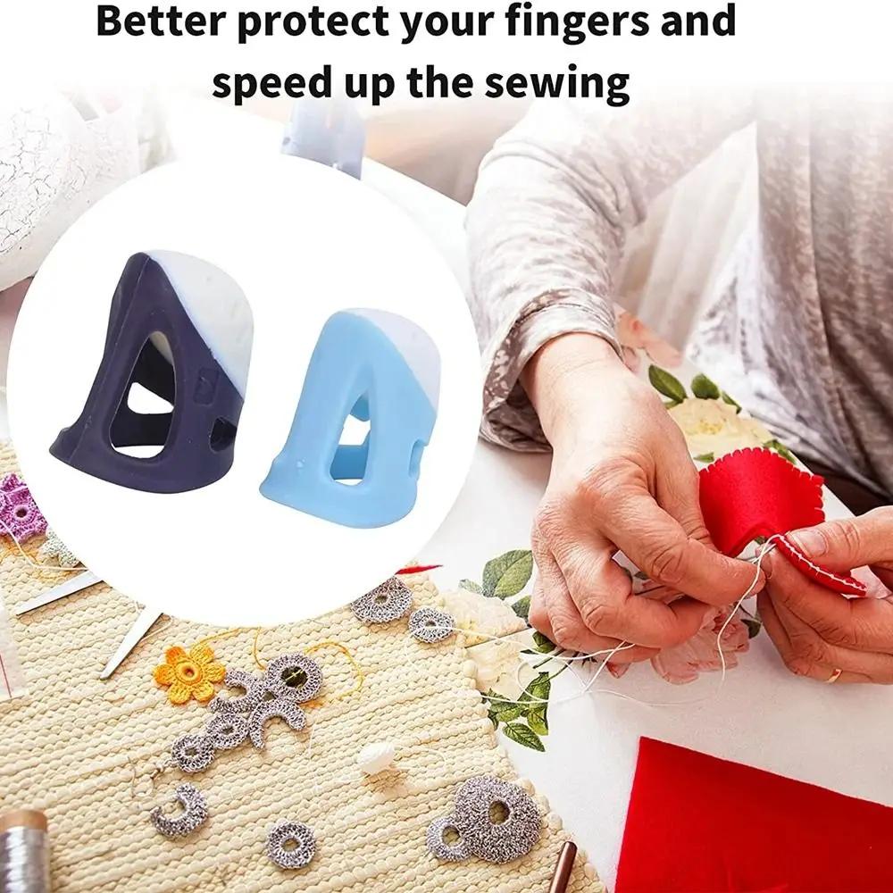 4PCS Retro Anti-slip Thimble Finger Cover Hollowed Silicone Sewing Finger Protector DIY Hand Cross-stitch Sewing Tools Home