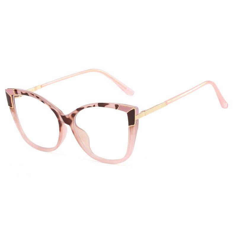 New Arrival Floral Cat Eye Oversized  Women'S Glasses Frame Short Sight Eyewear 0 -0.5 -1 -1.25 -1.5 -1.75 -2.0 To -6