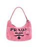 Prada Re-Edition 2000 Embroidered Logo And Enamel Triangle Logo Soft Terry Fabric Hobo Bag Women Bags Pink 1NE515_2DXO_F046J