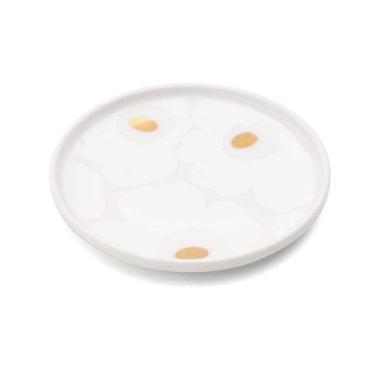 Marimekko Unikko Small Plate, 13.5cm, White and Gold, 72868 072868 120 [Parallel Import]