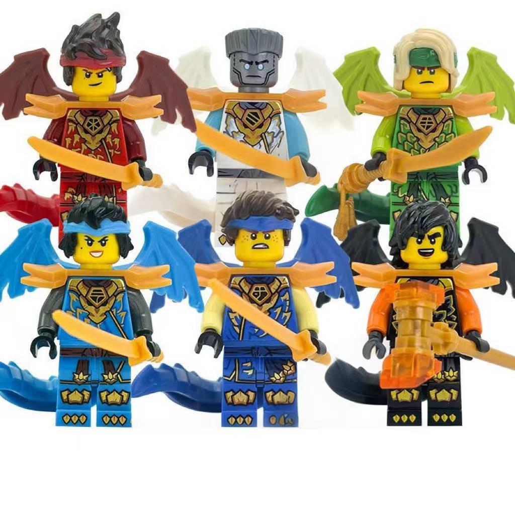 Dragon Form Two-Color Injection Molded Building Block Figure Set - Compatible Educational Toy for Boys