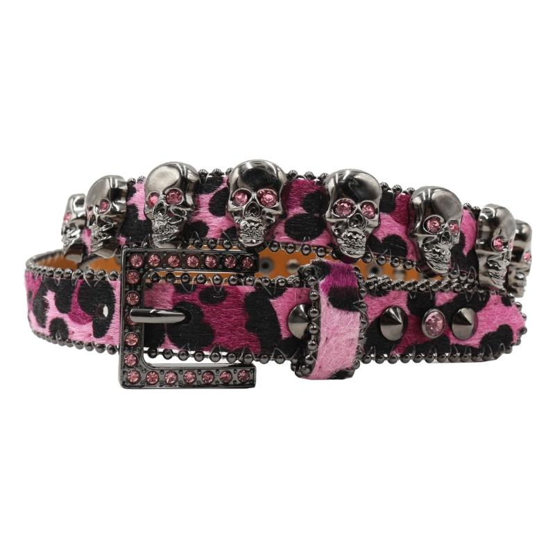 Trendy Waist Belt Studded Rhinestones Crystal for Street Dance Rivets Belt Livehouse Punk Waist Chain Skull Buckle