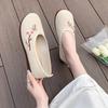Flower Embroidered Women Comfortable Canvas Ballet Flats Instep Buckles Ladies Casual Flat Shoes Old Beijing Shoes