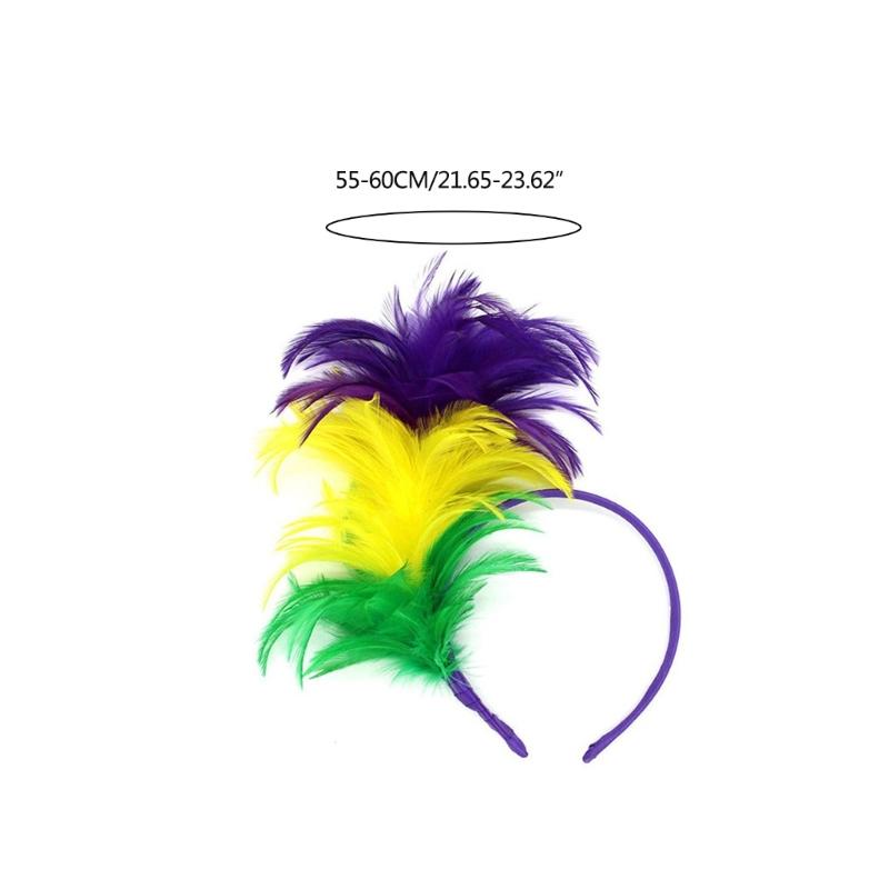 Mardi Gras Headband for Women Flapper Headpiece Accessories for Masquerade Party Elegant Feather Headband
