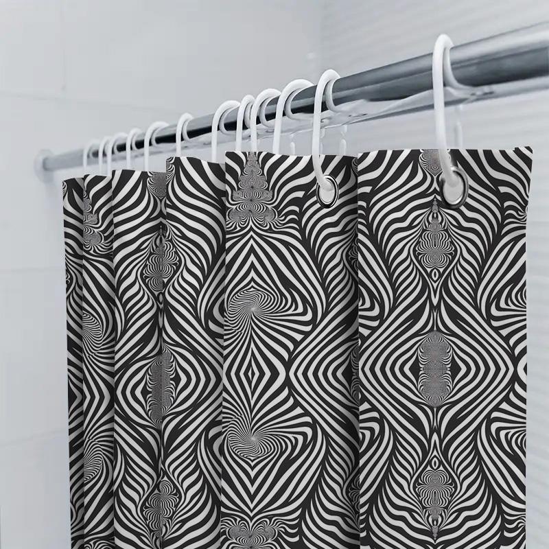 Black White Zebra Print Shower Curtain Patterned Bath Decor For Bathroom Remodeling Set Includes Rod (L 72 X W 39 Inches) [Produ