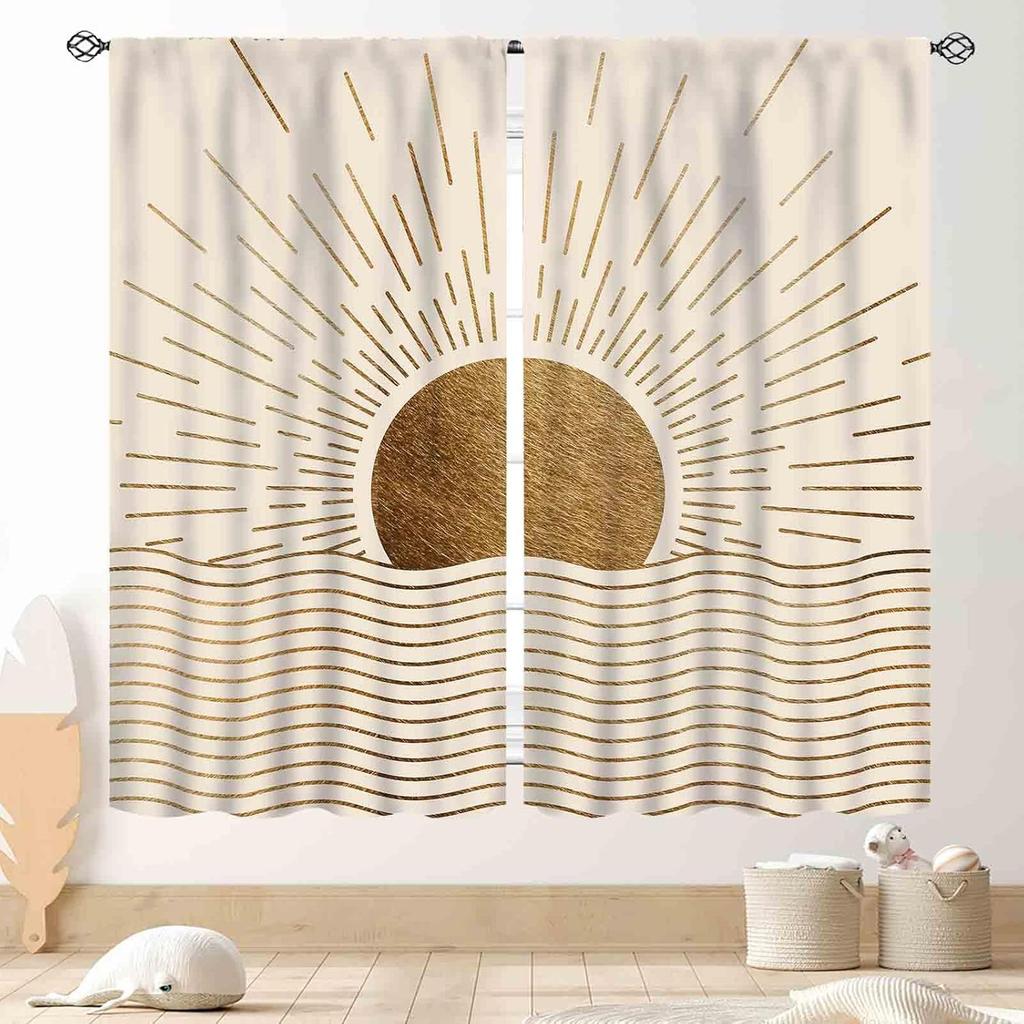 Hippie Mandala Vorhänge, Indisches Medaillon Trippy Boho Paisley Ästhetische Kunst Dekoration Bunte Orange Fensterbehandlung Für