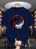 Unisex Crew Neck Tee Yin Yang Wolf Art Animal Graphic Print Soft Cotton Loose Short Sleeve Summer Casual Male Streetwear Tops