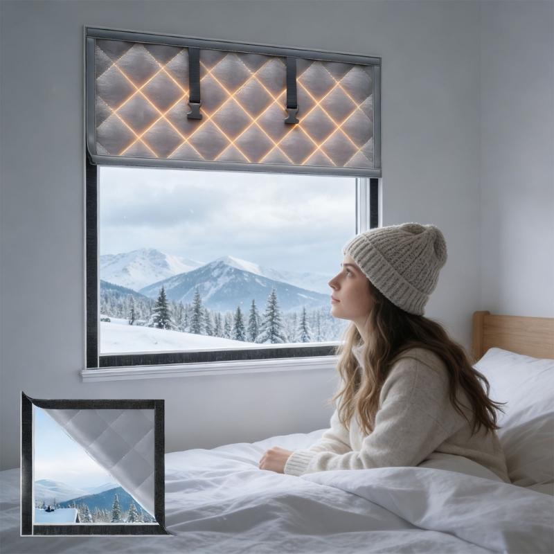 Window Insulation Kits for Winter Thermal Insulated Window Cover Insulated Curtain for Winter Window Blankets in Bedroom