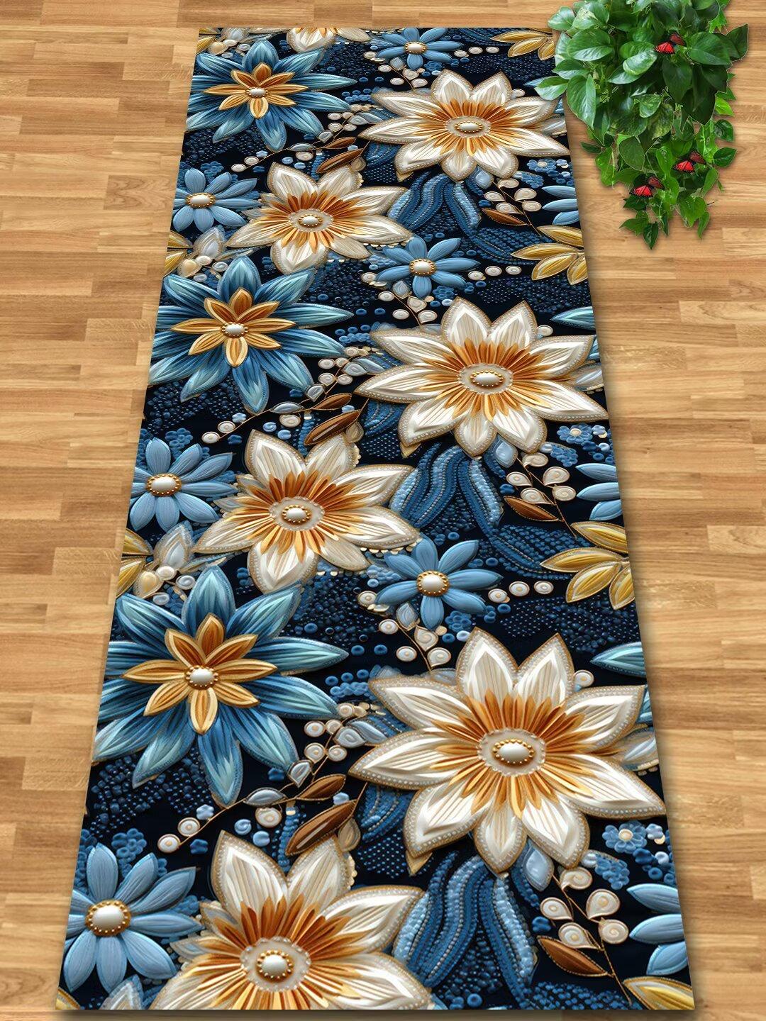 

3D Flower Luxury Carpet Runner Long Corridor Rug Washable Durable Comfortable Large Floor Mat for Home Hall Stairway 160*200cm-A5987