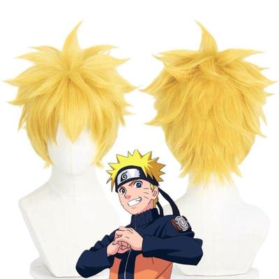 Anime Cosplay Wig, Uzumaki Naruto Spiky Yellow Short Hair High-Temperature Fiber Synthetic Hairpiece