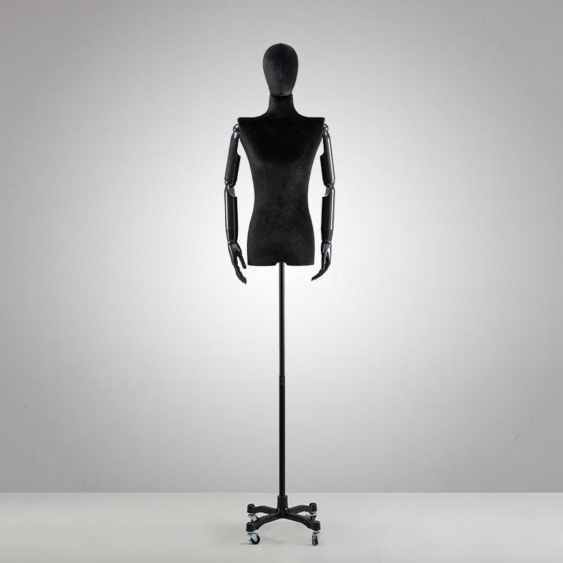 Korean Style Black Off-Shoulder Women's Half Body Mannequin with Right Angle Shoulder and Full Body Display Stand