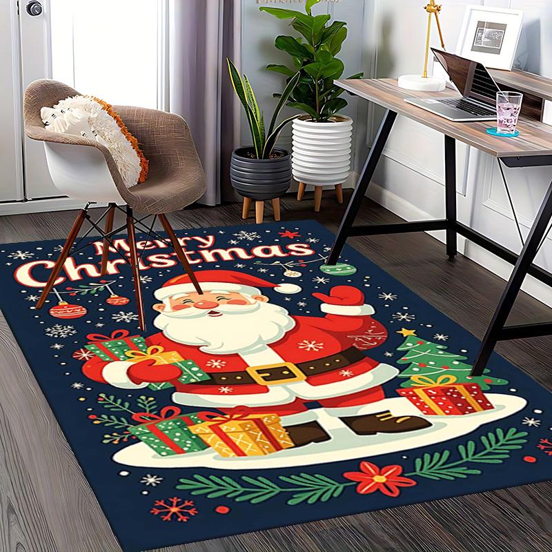 Christmas Santa Claus Chair Mat - Anime Cartoon Design, Non-Slip Carpet for Office, Home Decor, Living Room, Bedroom, Gaming Room & Dormitory.R030