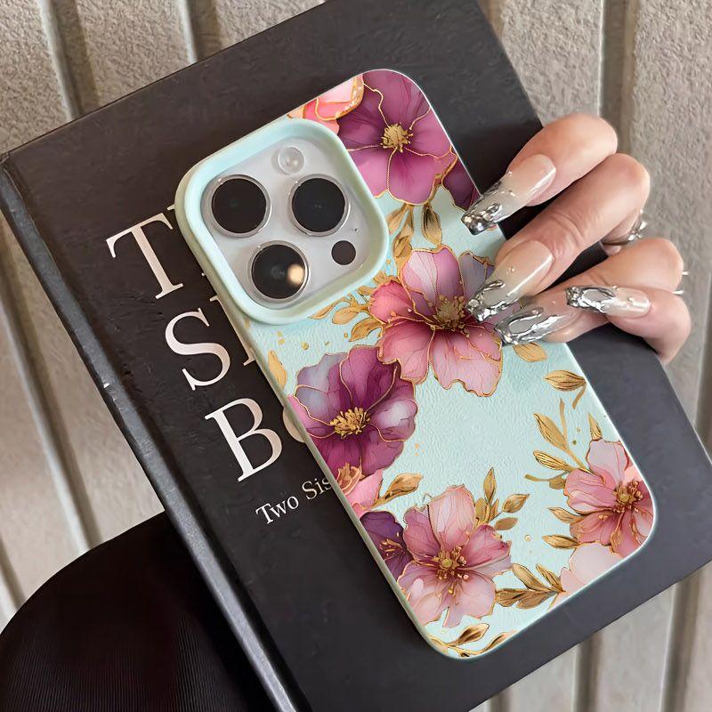 

Pink Gold Floral Watercolor Pattern Design Protective Cover for iPhone 17 16 15 14 13 12 11 16E Series Pro Max Plus iphone 11 Pro