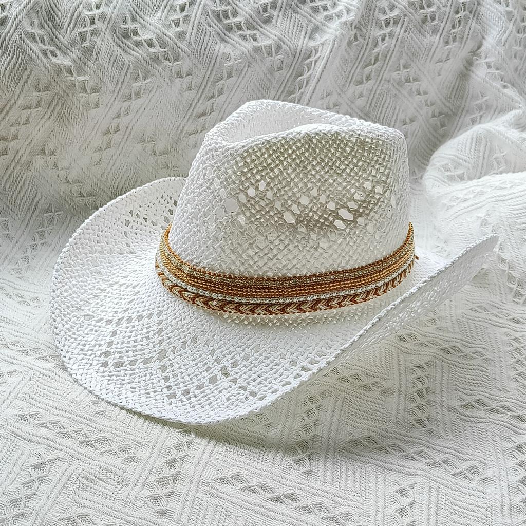 Western Straw Cowboy Hat White Straw Hat Solid Sombrero Vaquero Sunshade Jazz Hat Panama Sun Hat Sombrero Vaquero Hombre Chapea