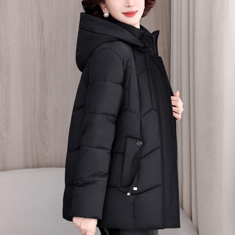 Plus Size XL-5XL Middle Age Woman Winter Coats Hooded Elegant Loose Thick Warm Parkas Female Jacket