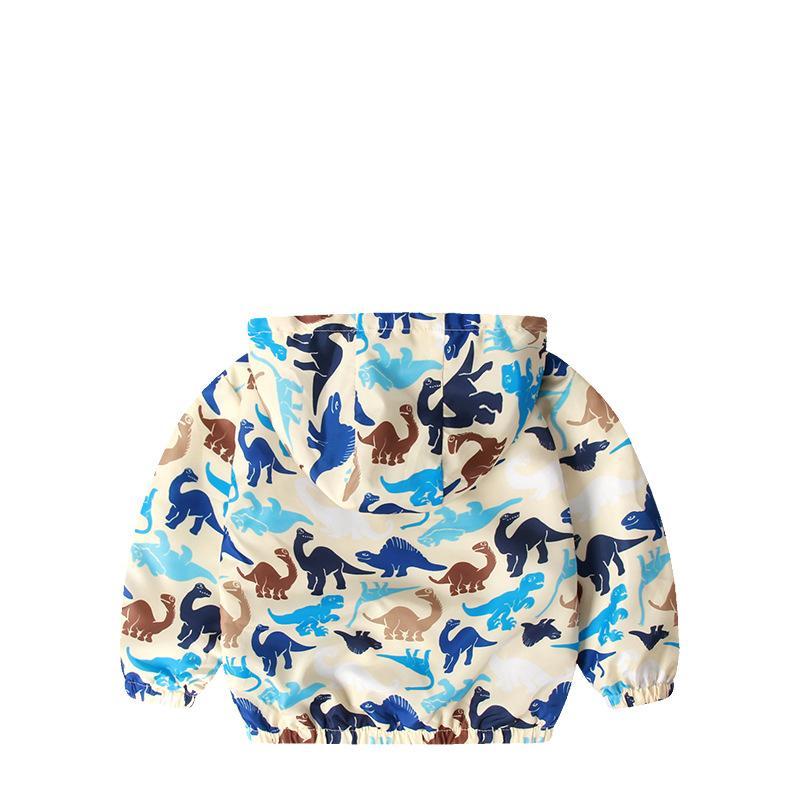 Children's Spring Boys Cartoon Jacket Dinosaur Zip Hoodie