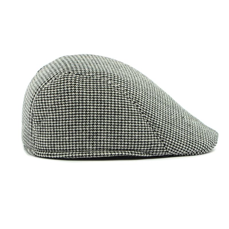 Jesień Zima Męski Kapelusz Średniego Wieku i Starszy Retro Kapelusz z Daszkiem Brytyjski Beret Mała Pepitka Bawełniany Kapelusz