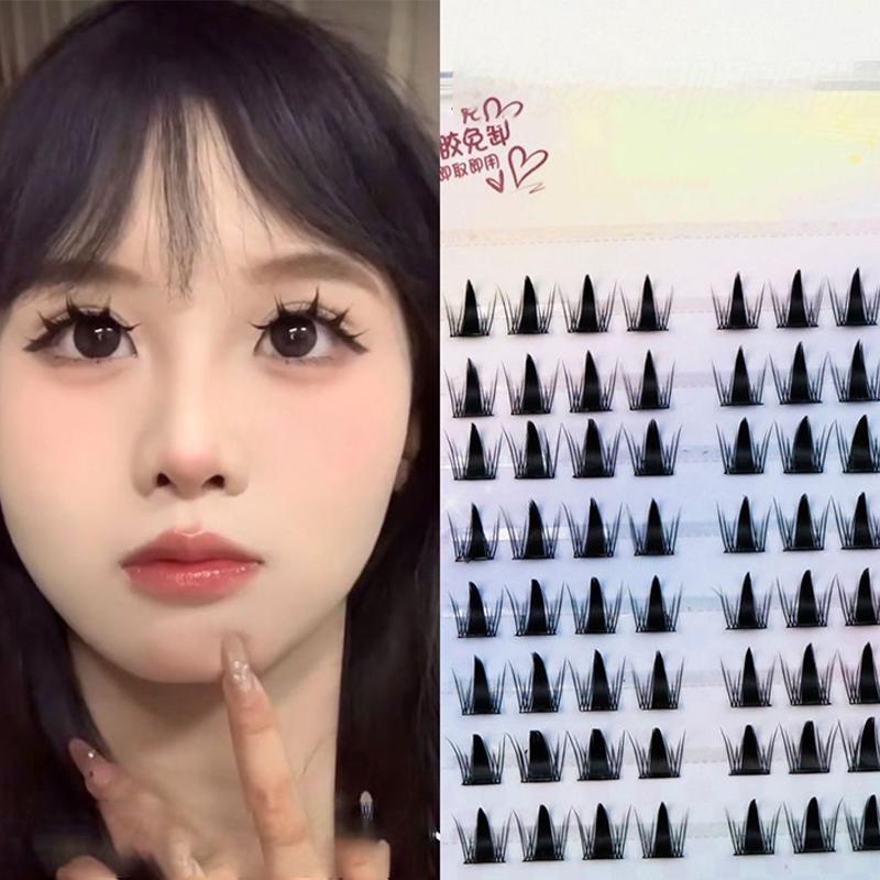 Simulation False Eyelashes Comic Elf Self Adhesive Individual Cluster Reusable Segmented Winged Thick Lash Extension 12Mm