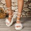 Fashion Woman Wedges Sandals Fashion Shoes for Women Lace Up Platform Women Sandals Cross Straps Thick Bottom Sandals Sandalias De Mujer