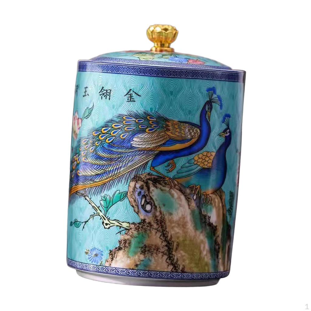 Ceramic Tea Canister Storage Bottle Jar Glazed Hand Painted Container Sealed