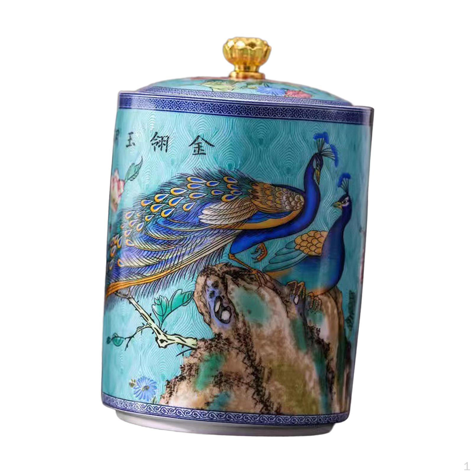 Керамическая банка для чая, бутылка для хранения, банка, глазурованный, ручная роспись, герметичный контейнер светло-синий