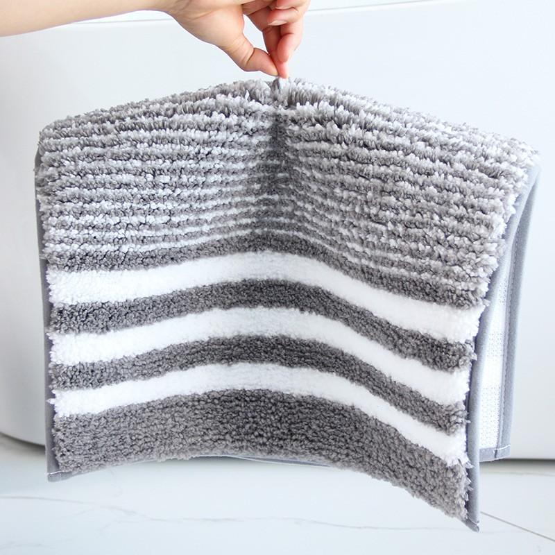 Thick Plush Bath Mat Non-Slip Absorbent Floor Rug Bathroom Entryway Modern Striped Design