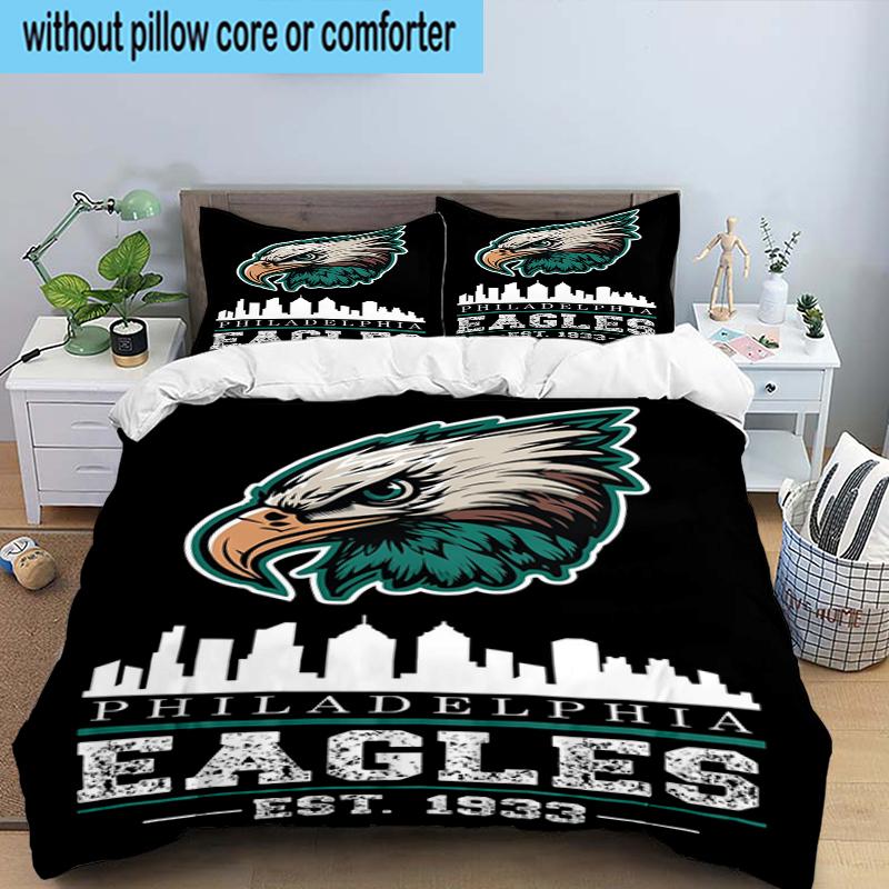 Philadelphia Eagles 3PCS Bedding Set 2D Printing (Includes 1 Duvet Cover + 2 Pillowcases Coreless), Bedroom decor,Fan gift