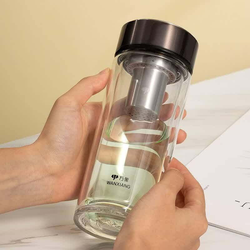 WANXIANG Double-Wall Car Tea Infuser Glass Tumbler
