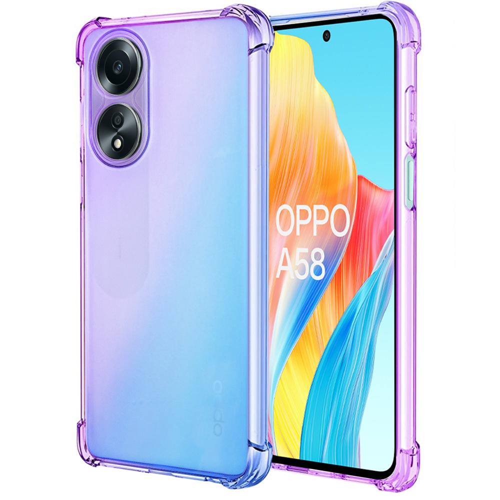 Gradient Dropproof Case for Oppo A58 4G, Purple/Blue