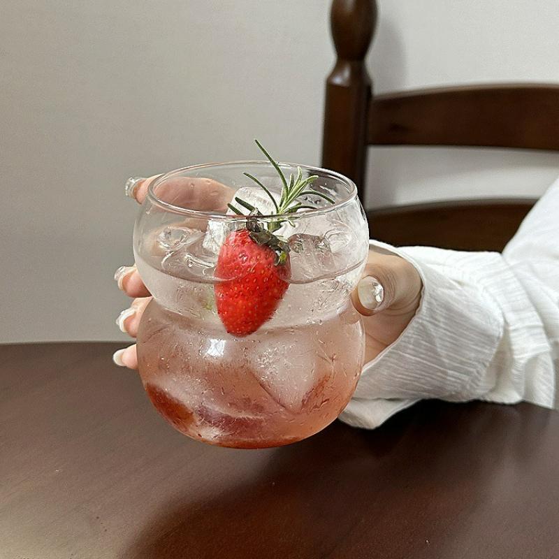 Glass Cup Household Breakfast Cup for Cocktail Juice Coffee Clear Mug Creative Cute Tea Milk Cup Home Decor Drinkware New