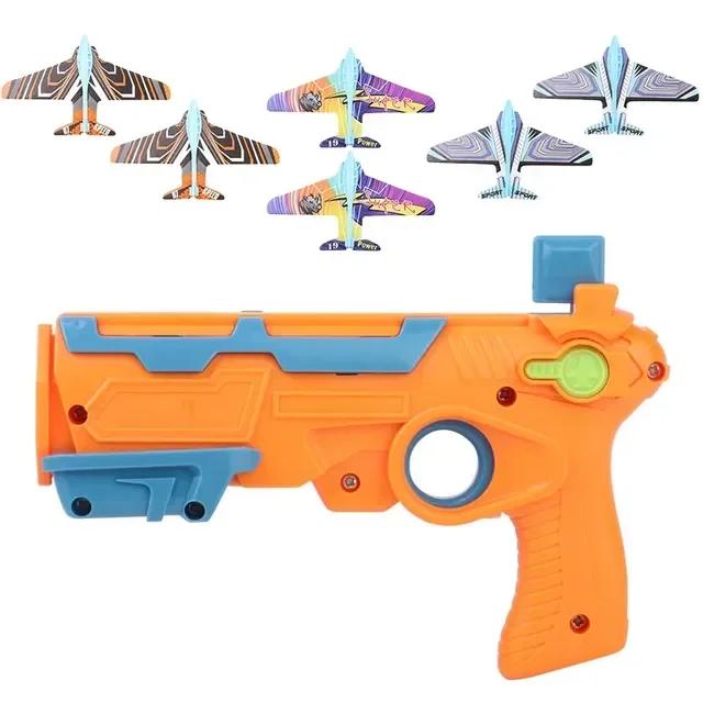 

Игрушечная катапульта для запуска самолетов, пистолет с 6 пенопластовыми самолетами, стрелялки, игры для спорта на открытом воздухе, подарки для вечеринок