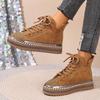 Muffin Lace-up Warm Cotton Shoes 2025 Winter New Platform Size Rhinestone Snow Boots for Women
