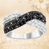 Yousheng Women Finger Ring Double Colors Shiny Rhinestone Inlaid Cross Shape Electroplated Lady Circlet Daily Jewelry