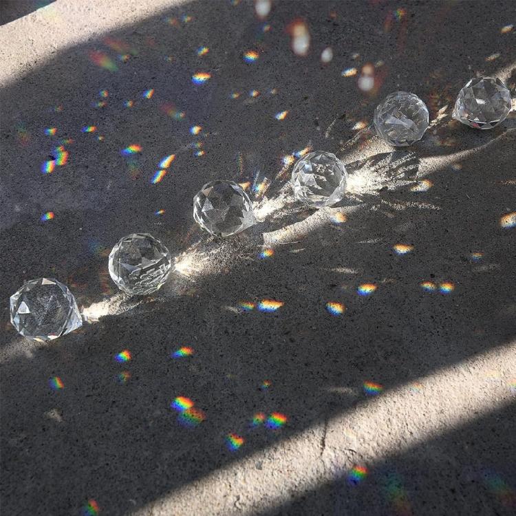 8 Stück 20mm Kristall Hängeprismen Kugel für Sonnenfänger und Heimdekorationen Kronleuchter Anhänger Regenbogenmacher Ornamente