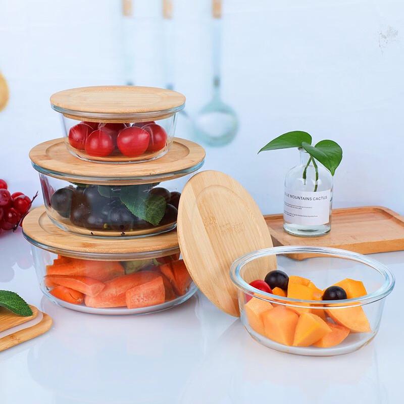 ZISIZ Bamboo Lid Glass Food Container