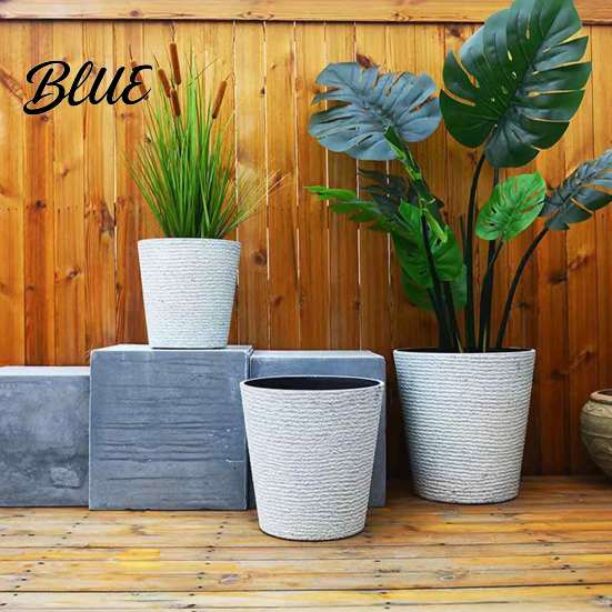 Small Large Succulent Pot Tall Resin Planter Thickened Faux Stone Plant with Embossed Modern Indoor Outdoor Flower Texture Decorative for