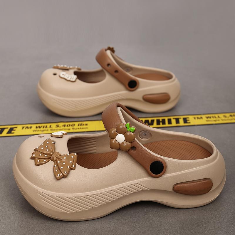 CRLAYDK Cute Bow Knot Women's Platform Clogs Arch Support Garden Shoes Slip-on Outdoor Beach Slippers Height Increase Sandals