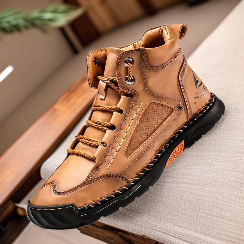 Men's Plus Size Martin Boots - Stylish High-Top Work Shoes for Autumn/Winter, Height-Boosting and Versatile for Outdoor Wear