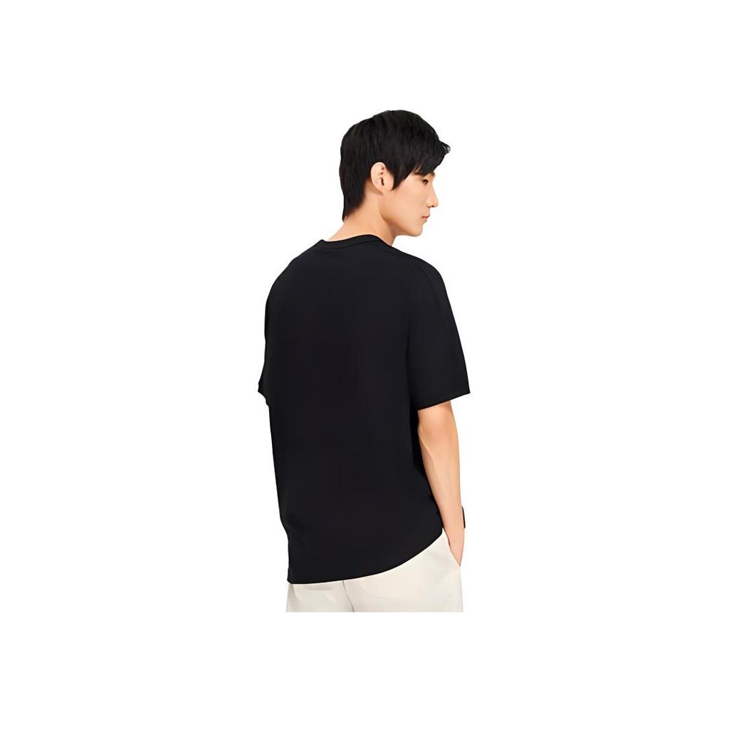 Li Ning X Rooovie Artist Collaboration Color Block Checkerboard Pocket Print Loose Fit Round Neck Short Sleeve T-Shirt Unisex Tops Black AHSSB57-3