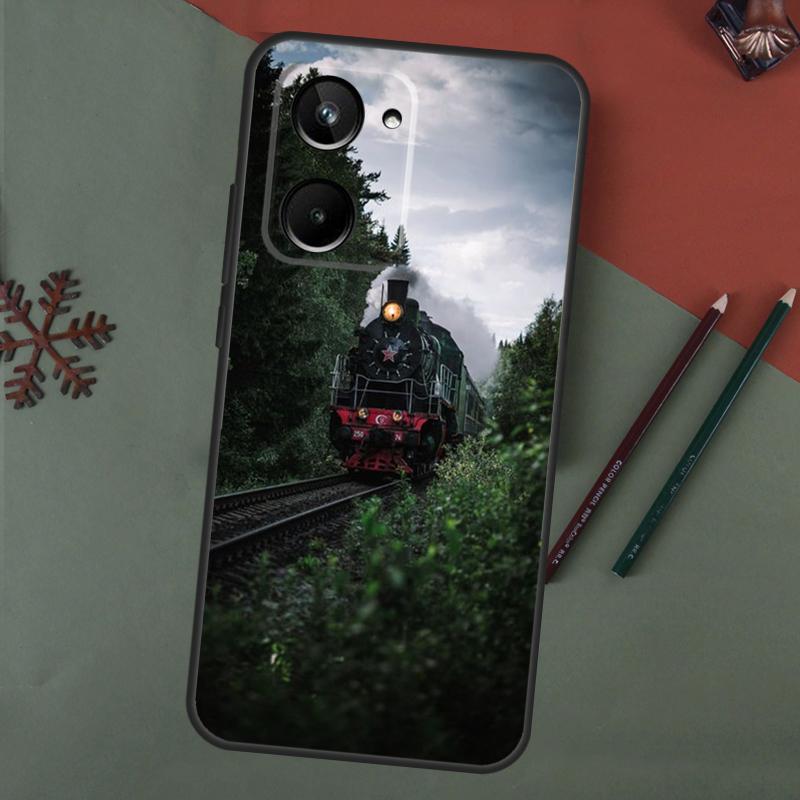 Train Rail Sunlight Case For Realme C61 C53 C55 C33 C63 C51 C65 C67 C71 C75 11 12 13 14 15 Pro Plus GT6 GT7 Pro