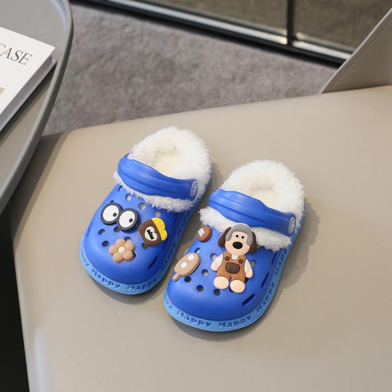 Odnímatelné, Dětské boty s roztomilým zimním teplem a plyšovými, hřejivými bavlněnými botami, bavlněné pantofle