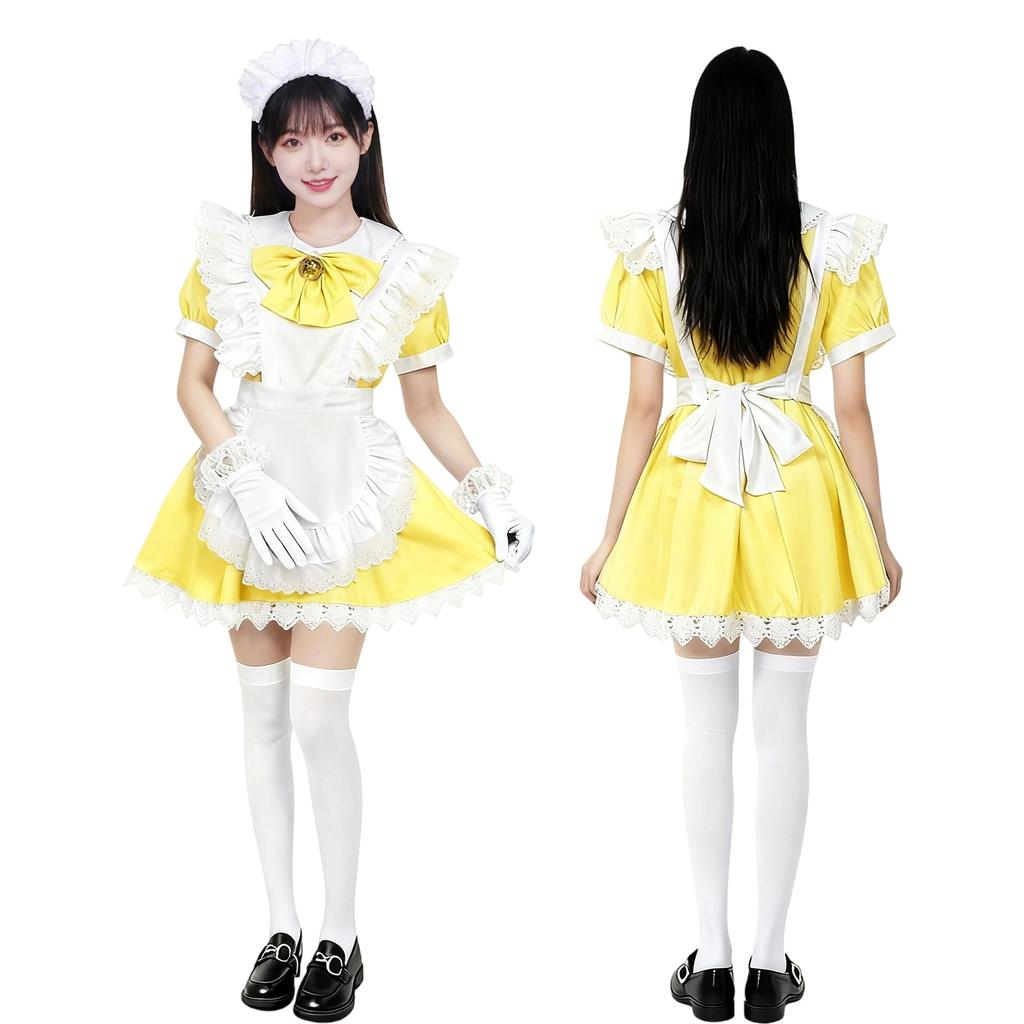 Formemory Maid Costume Cosplay Anime Magical Classic Short Maid Cute Lace Lolita and Plus Popular Costume for School Con and Photo 5 Colors 5-Piece