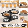 15° geneigter Futternapf für Haustiere mit auslaufsicherem Holzsockel und 3 Edelstahlnäpfen, ideal für Futter und Wasser von Katzen und kleinen Hunden.