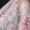 1 Yard Feenhaft Schön Rosa Kristall Pailletten Netz Stickerei Designer Stoff DIY Hochzeitsfeier Kleid Hintergrund Dekor Tüllstoff