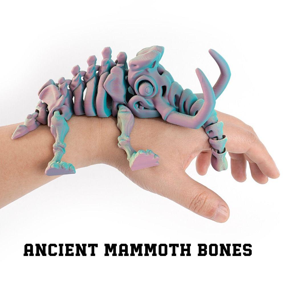 10 Colors 3D Printed Mammoth Model PLA Plastic Animal Simulation Model Children's Toy