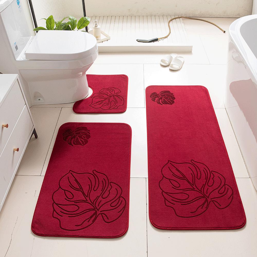 3D Carved Three-Dimensional Bathroom Floor Mat Toilet Three-Piece Non-Slip Absorbent Carpet