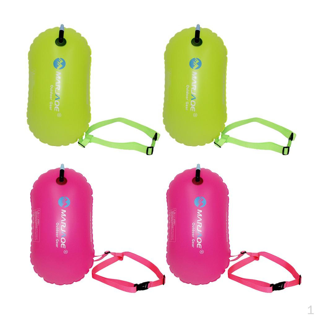 4Pcs Portable Swim Buoy Tow Float Inflated Device with Waist Belt Open Water Swimming Sport