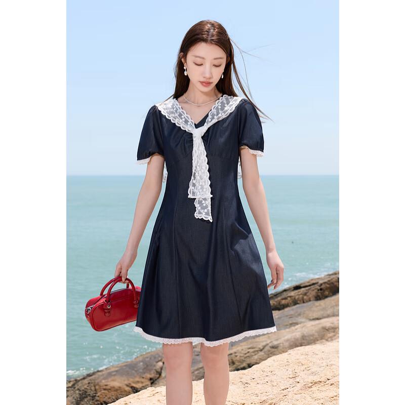 

Sancai Women s Plus Size Faux Denim V-Neck Dress 2XL